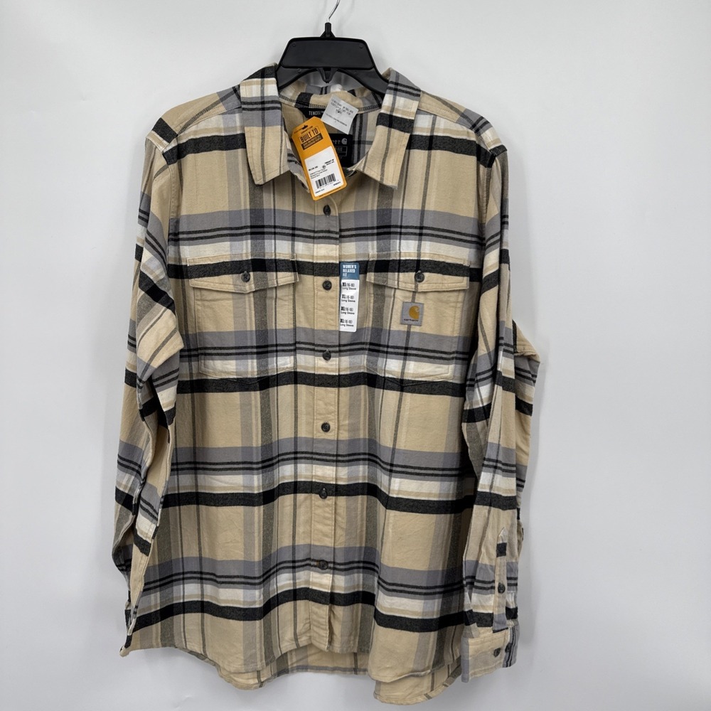 NWT  Carhartt  Relaxed Fit Tencel Fiber Series Plaid Long Sleeve Flannel XL